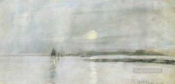  Twachtman Lienzo - John Henry Twachtman Moonlight Flandes paisaje marino impresionista